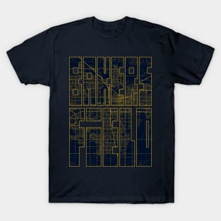 Bakersfield, USA City Map Typography - Gold Art Deco T-Shirt